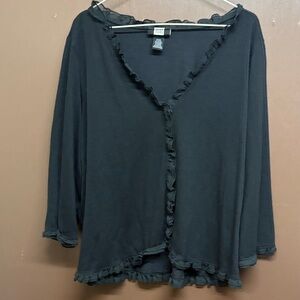 Studio 1940 Black Ruffled Blouse